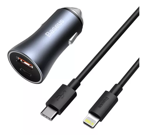 Carregador Veicular 40w Baseus Usb+ Usb C Cabo Lightning 1m - Baseus