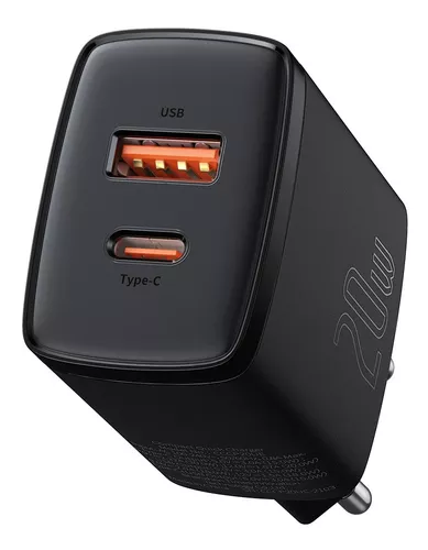 Carregador De Parede Usb + Tipo C - Qc 3.0 Preto - Pd 20w - Baseus