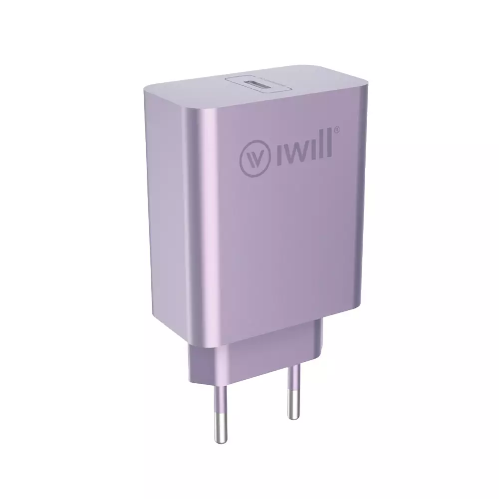 Adaptador de Parede com 1 USB-C PD 20W Lilás - PD Charger - iWill