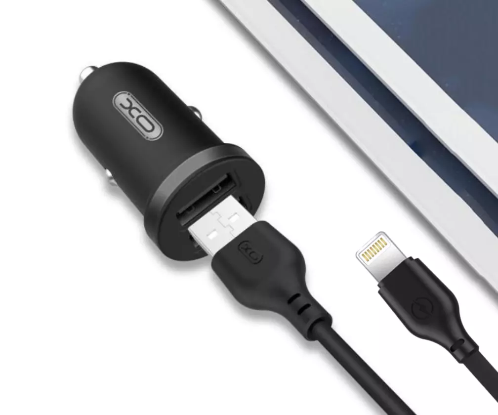 Kit Carregador Veicular 2 USB'S 2.1A Com Cabo Lightning - TZ08i XO