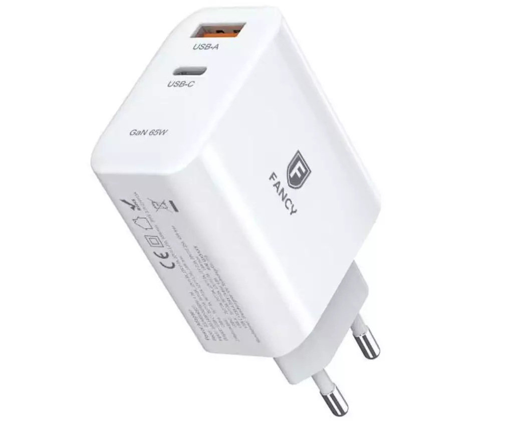 Carregador GaN Ultra Turbo 65W USB-C + USB - PD65 Fancy