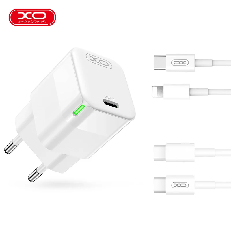 CE06C – Kit Carregador USB-C GaN 30W com Cabo USB-C para Tipo C XO