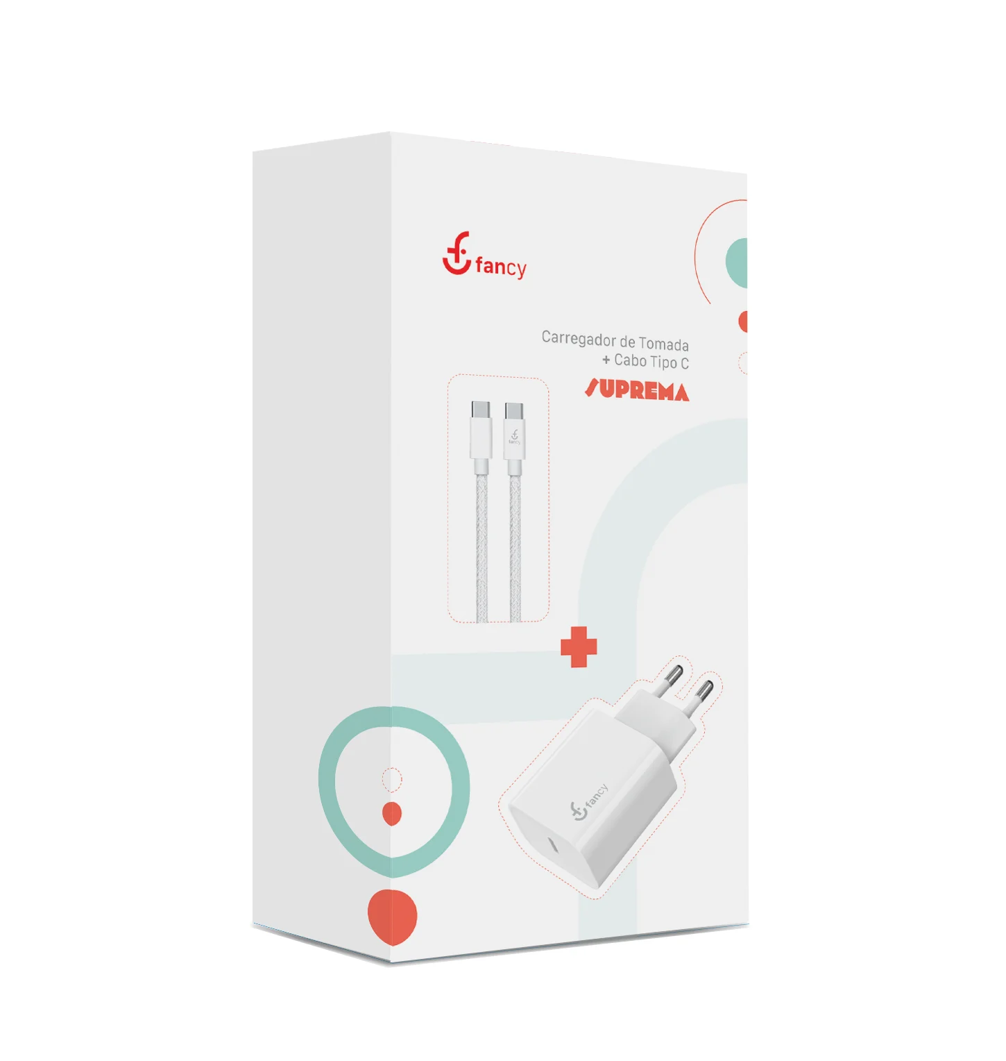 PD15 – Kit Carregador Turbo USB-C 20W com Cabo USB-C para Tipo C Homologado