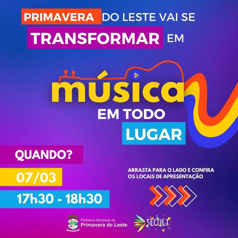 Secretaria de Cultura realiza evento musical em diferentes locais de Primavera do Leste