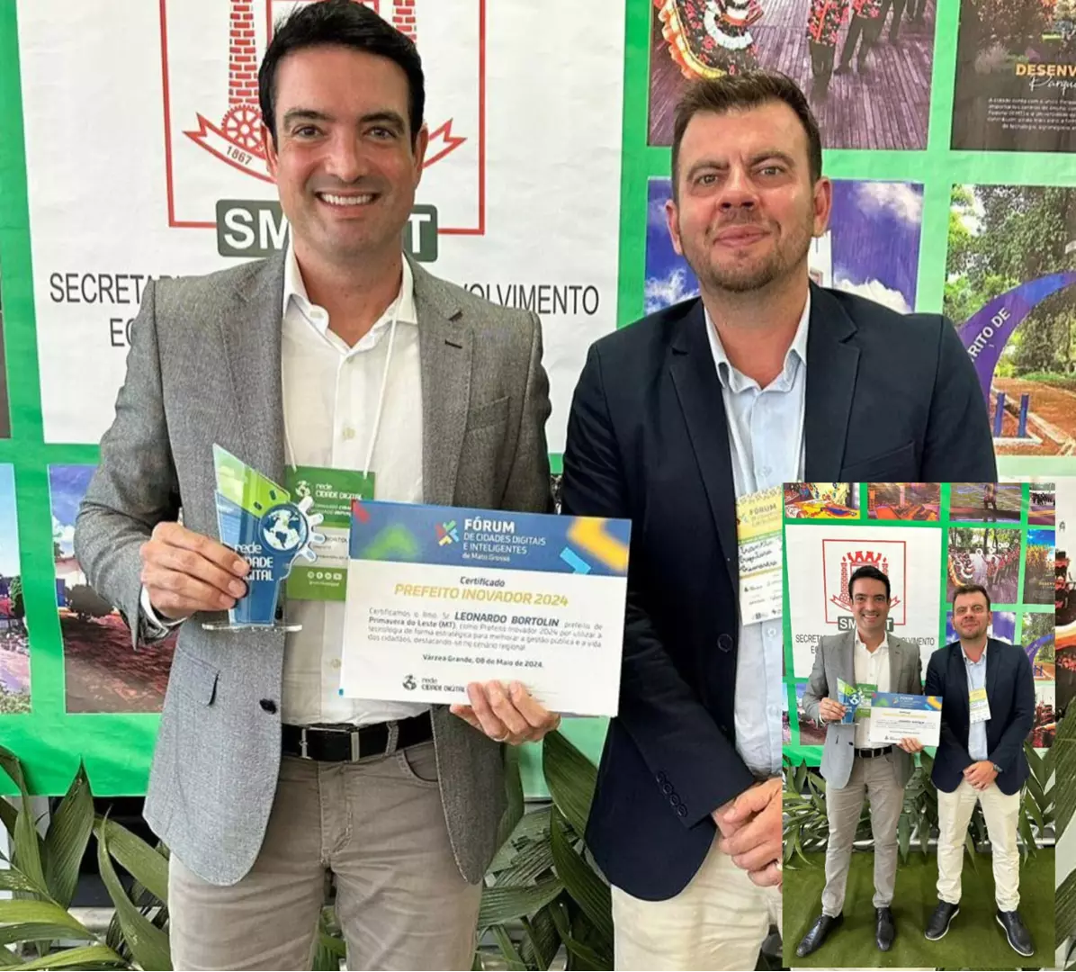 Léo Bortolin recebe prêmio 'Prefeito Inovador' por Educação Tecnológica e Robótica em Primavera do Leste