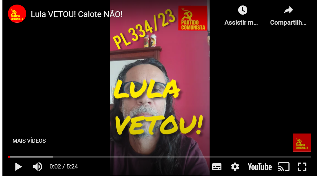 Lula vetou! Calote NÃO!