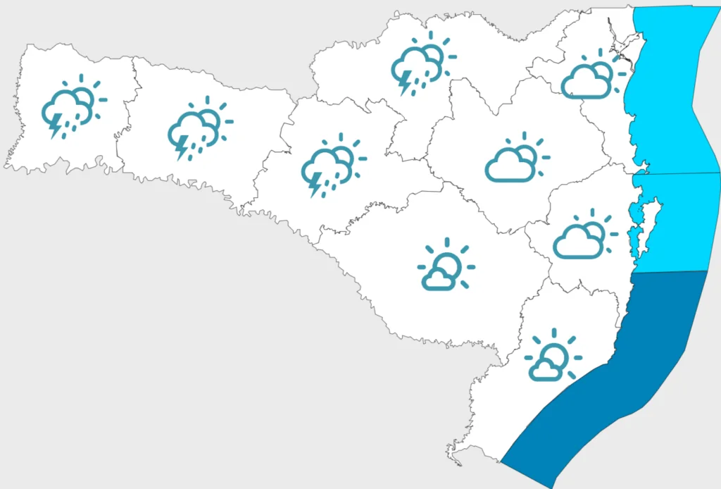 Previsão do Tempo em Santa Catarina: Pancadas de Chuva e Raios Durante a Semana