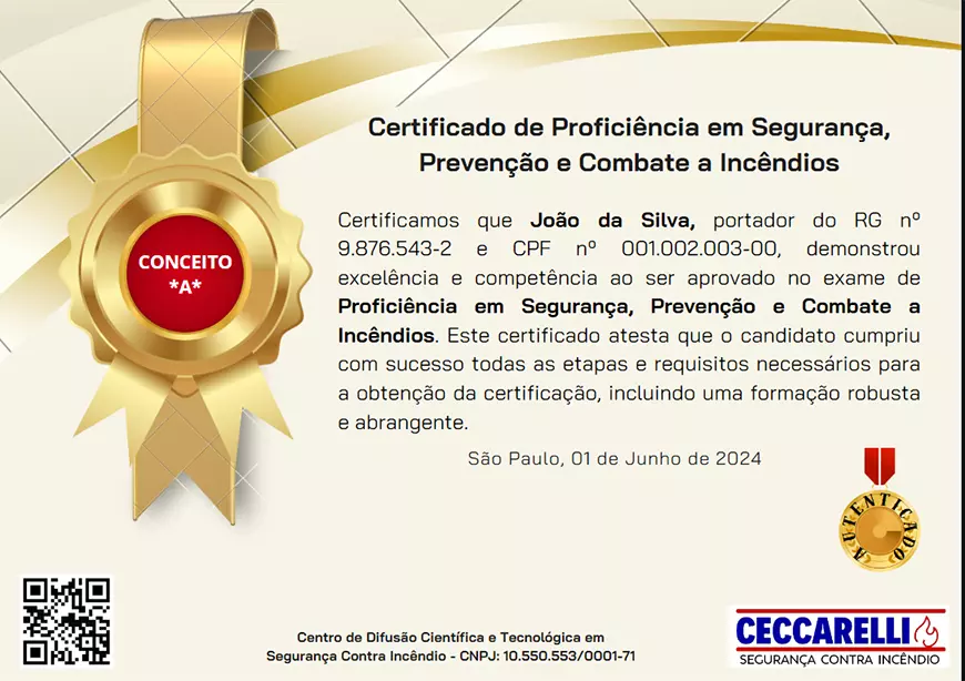 Certificação - Proficiência em Segurança, Prevenção e Combate a Incêndios