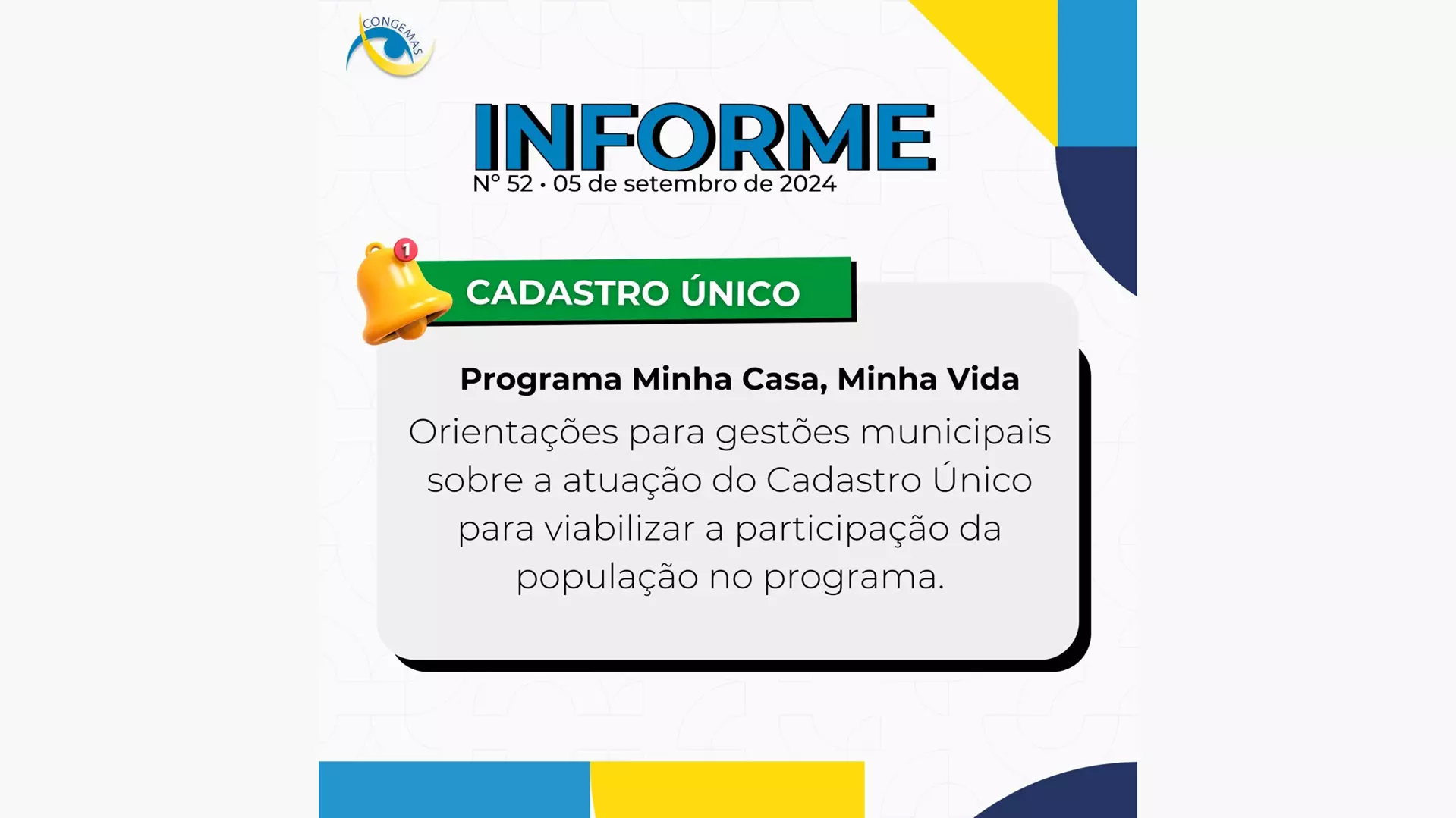 Informe nº 52 do Cadastro Único.