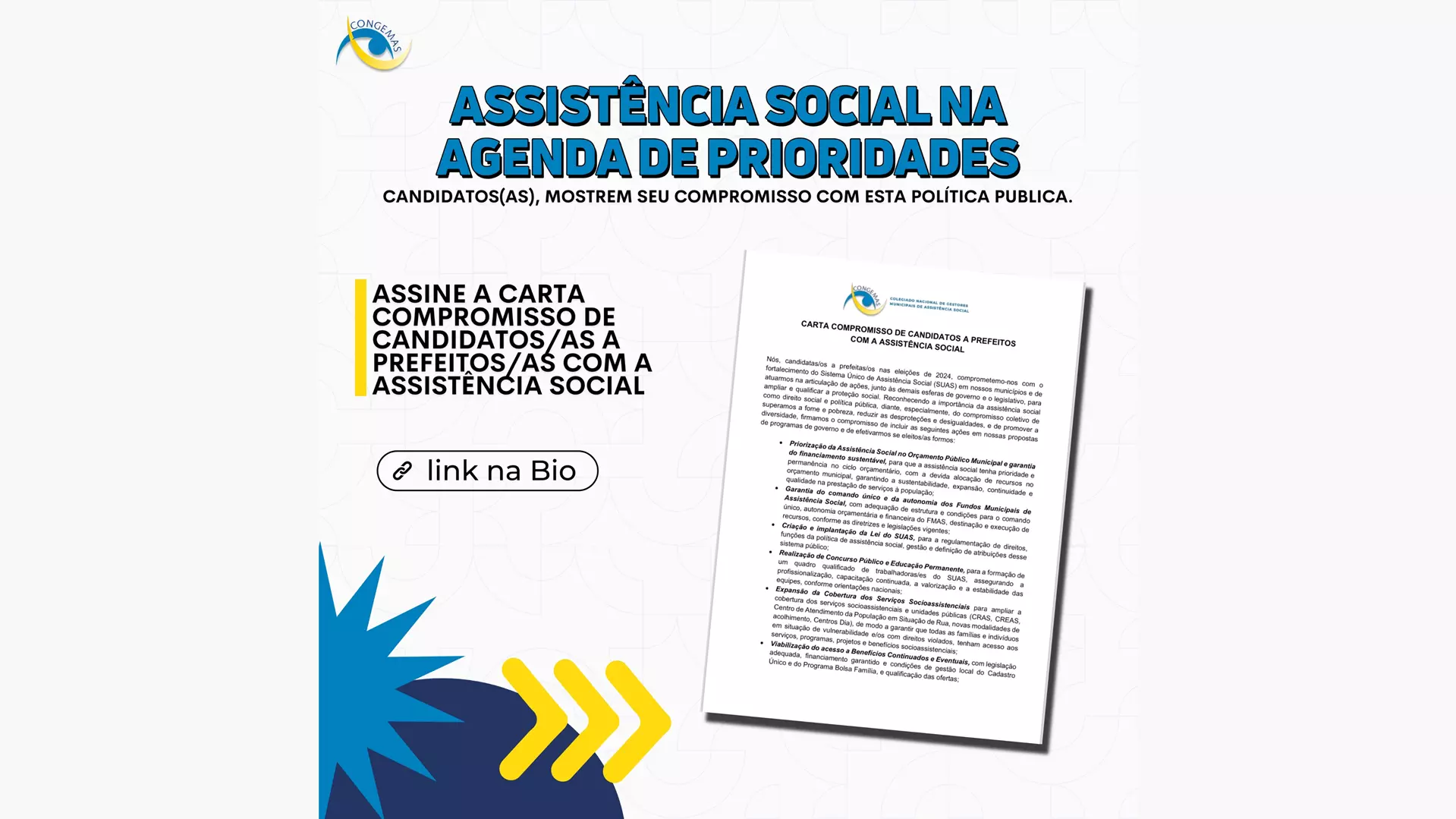 ASSINATURA DA CARTA COMPROMISSO DE CANDIDATOS COM A ASSISTÊNCIA SOCIAL