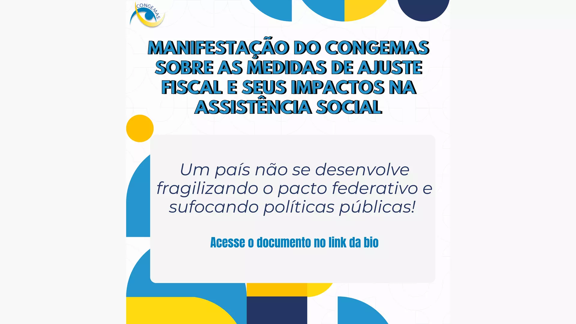 NOTA PÚBLICA DO COLEGIADO NACIONAL DE GESTORES MUNICIPAIS DE ASSISTÊNCIA SOCIAL SOBRE AS MEDIDAS DE AJUSTE FISCAL E SEUS IMPACTOS NA POPULAÇÃO MAIS POBRE E VULNERÁVEL