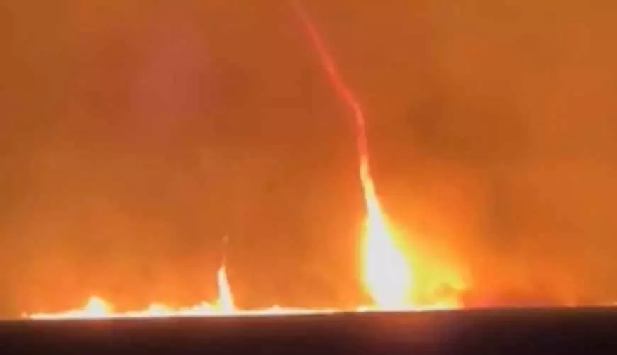 Redemoinhos de fogo se formam durante incêndio em Mato Grosso