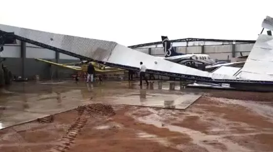 Temporal destrói aeródromo e danifica aviões em MT