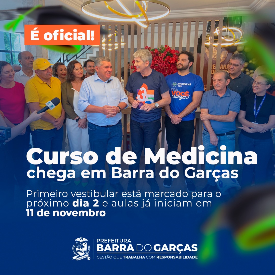 Curso de Medicina é instalado em Barra do Garças; primeiro vestibular está previsto para o dia 02 de novembro