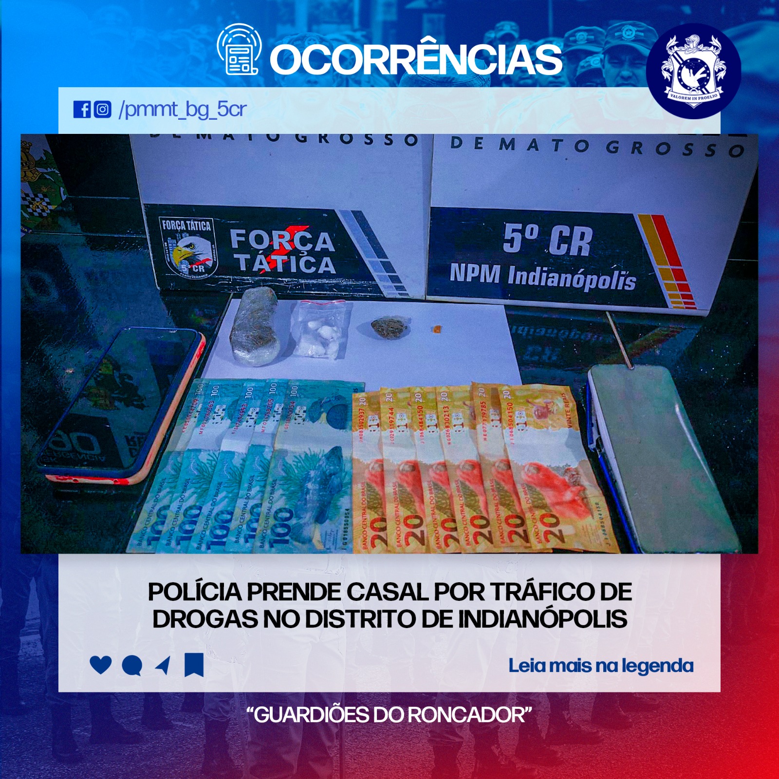 POLÍCIA PRENDE CASAL POR TRÁFICO DE DROGAS NO DISTRITO DE INDIANÓPOLIS