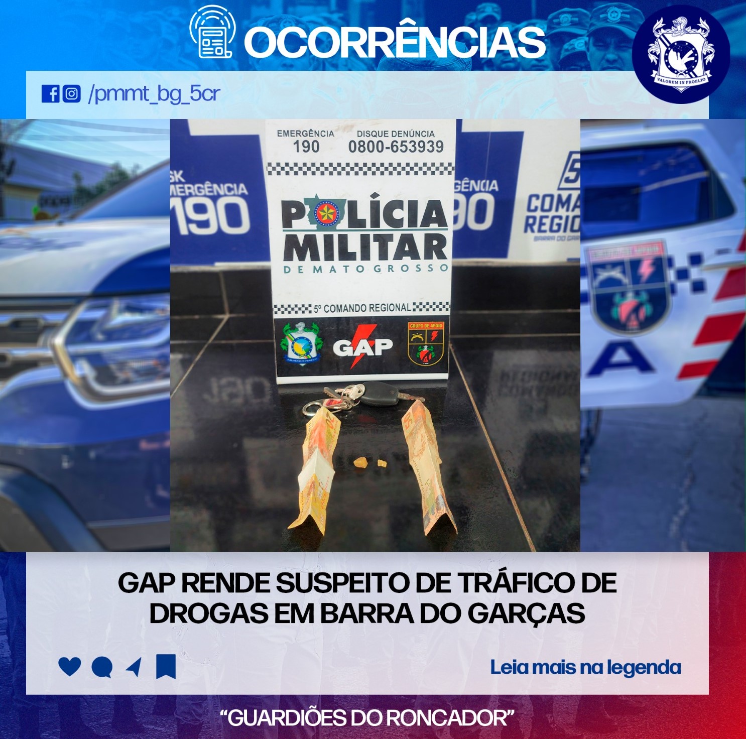 GAP RENDE SUSPEITO DE TRÁFICO DE DROGAS EM BARRA DO GARÇAS