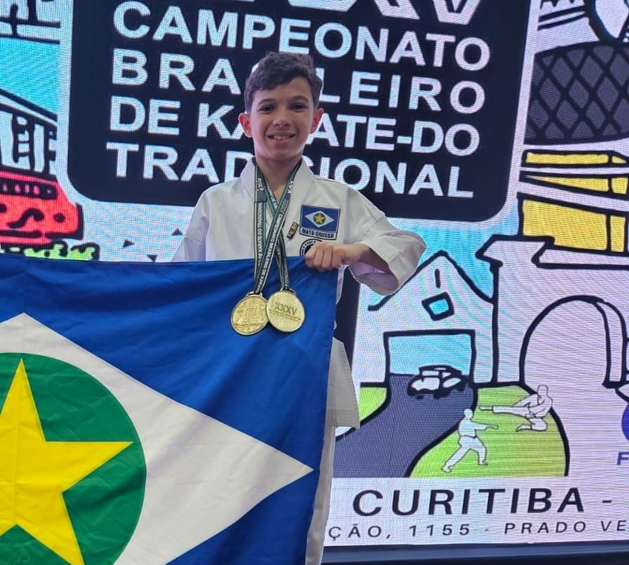 Bolsista do Governo de MT, atleta de 11 anos conquista medalhas de ouro no Campeonato Brasileiro de Karatê