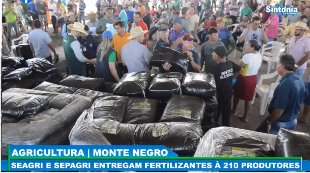 SEAGRI, SEPAGRI E EMATER, ENTREGAM FERTILIZANTES À 210 PRODUTORES RURAIS DE MONTE NEGRO