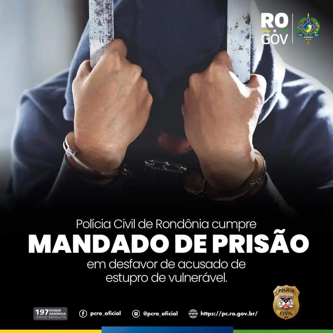 Acusado de estupro de vulnerável é preso pela Polícia Civil