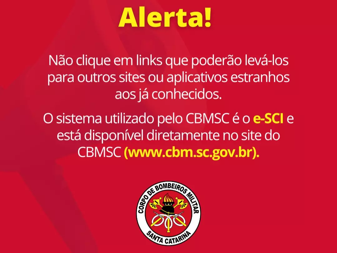 Corpo de Bombeiros Militar de SC alerta sobre mensagens fraudulentas por e-mail