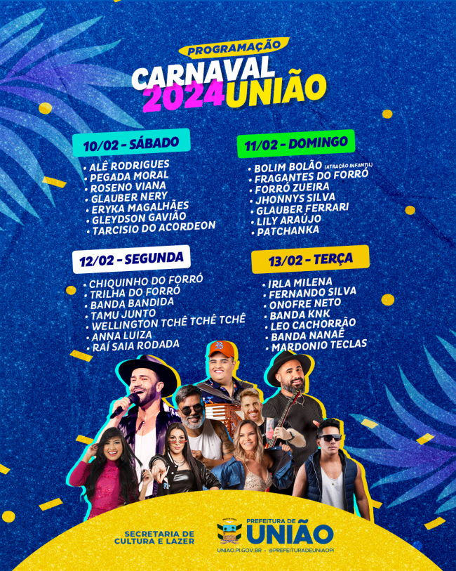 Veja programação completa do Carnaval 2024 de União