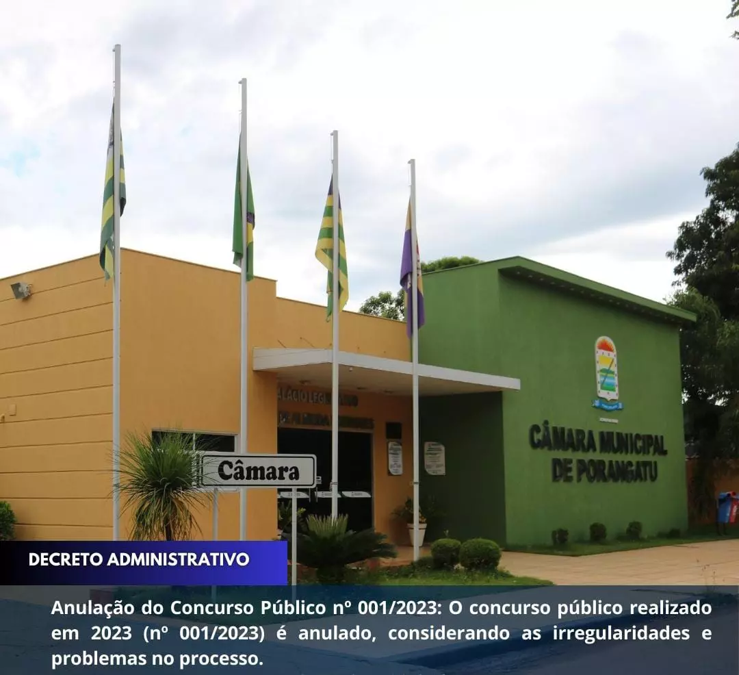 Câmara emite Decreto Administrativo, anulando Concurso Público n.º 001/2023