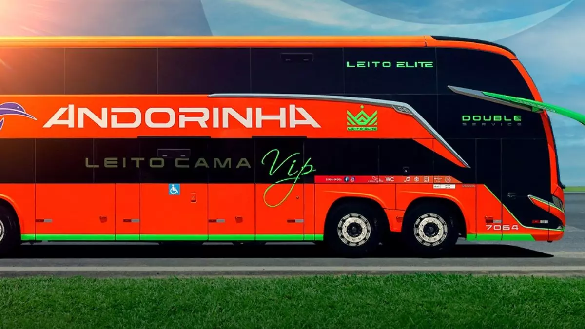 A foto mostra um ônibus da Andorinha