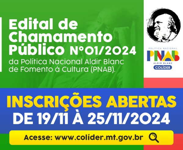 Prefeitura de Colíder abre inscrições para o Edital de Chamamento Público da Política Nacional Aldir Blanc