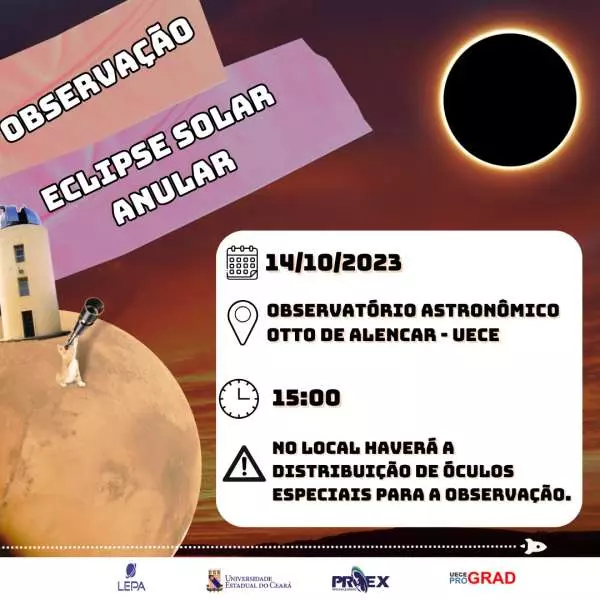 Eclipse Anular Solar poderá ser visto do Observatório Astronômico da Uece