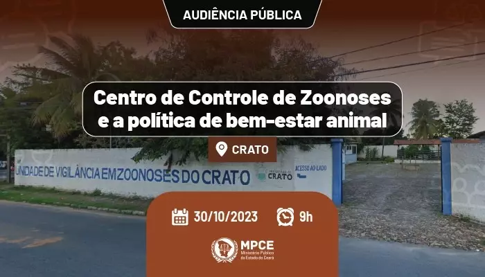 MPCE realiza audiência pública sobre o funcionamento do Centro de Zoonoses de Crato na próxima segunda