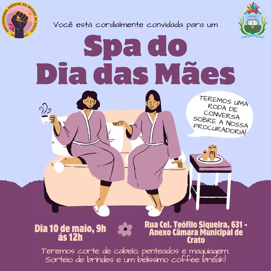 Procuradoria da Mulher da Câmara do Crato vai ofertar diversos serviços gratuitos em ação alusiva ao Dia das Mães