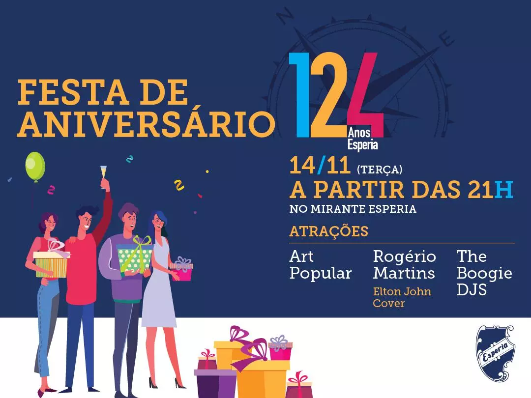 Aniversário do Esperia: comemoração dos 124 anos do clube terá grande festa