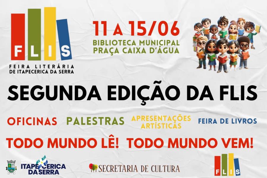 Feira Literária de Itapecerica da Serra começa dia 11 de junho