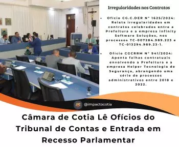 Câmara de Cotia Lê Ofícios do Tribunal de Contas e Entrada em Recesso Parlamentar