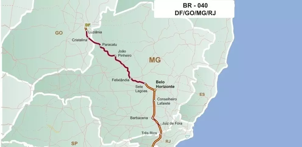 Trecho da BR-040, BH-Juiz de Fora, vai a leilão