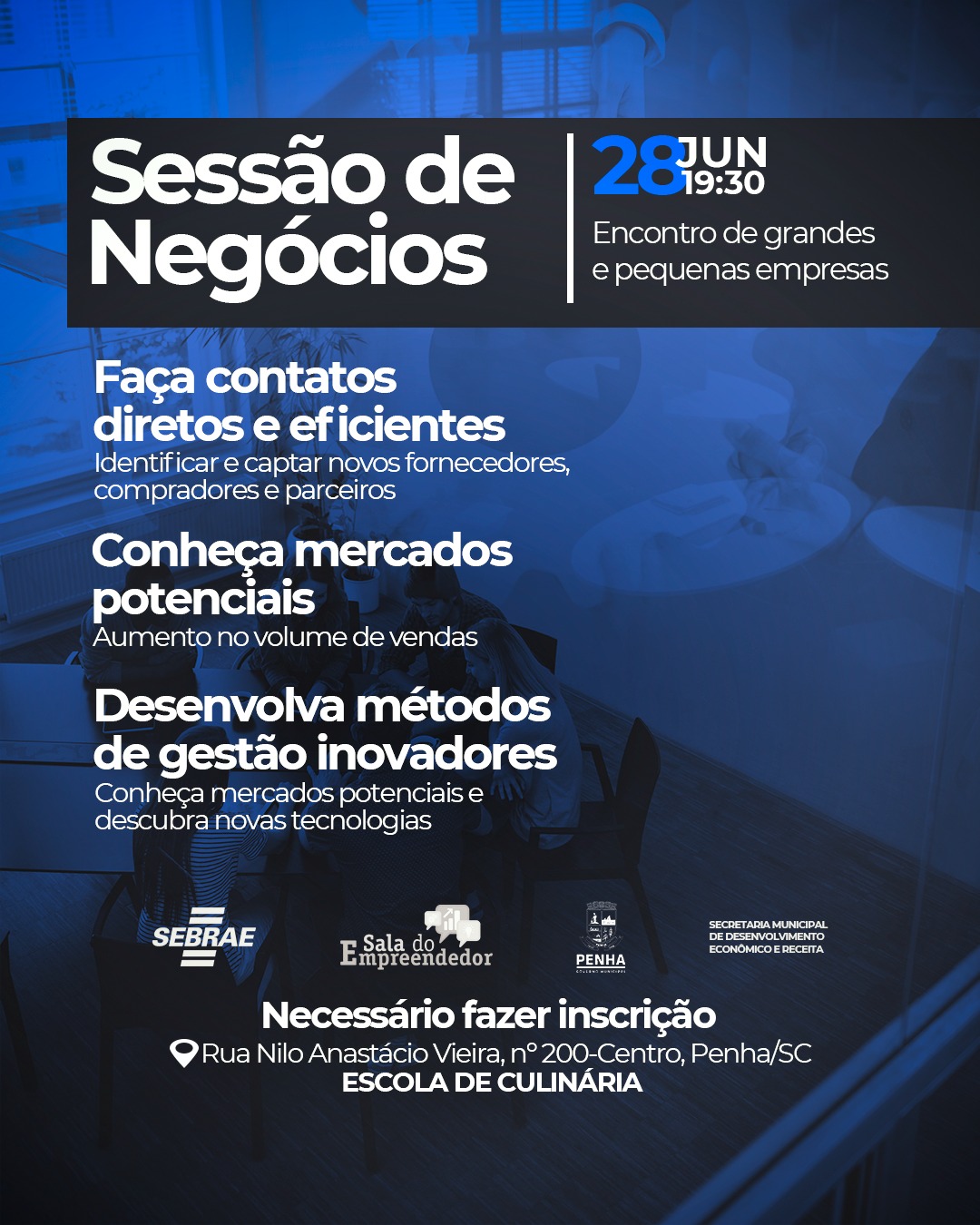 Oportunidade de vendas e networking: Penha abre inscrições gratuitas para Sessão de Negócios