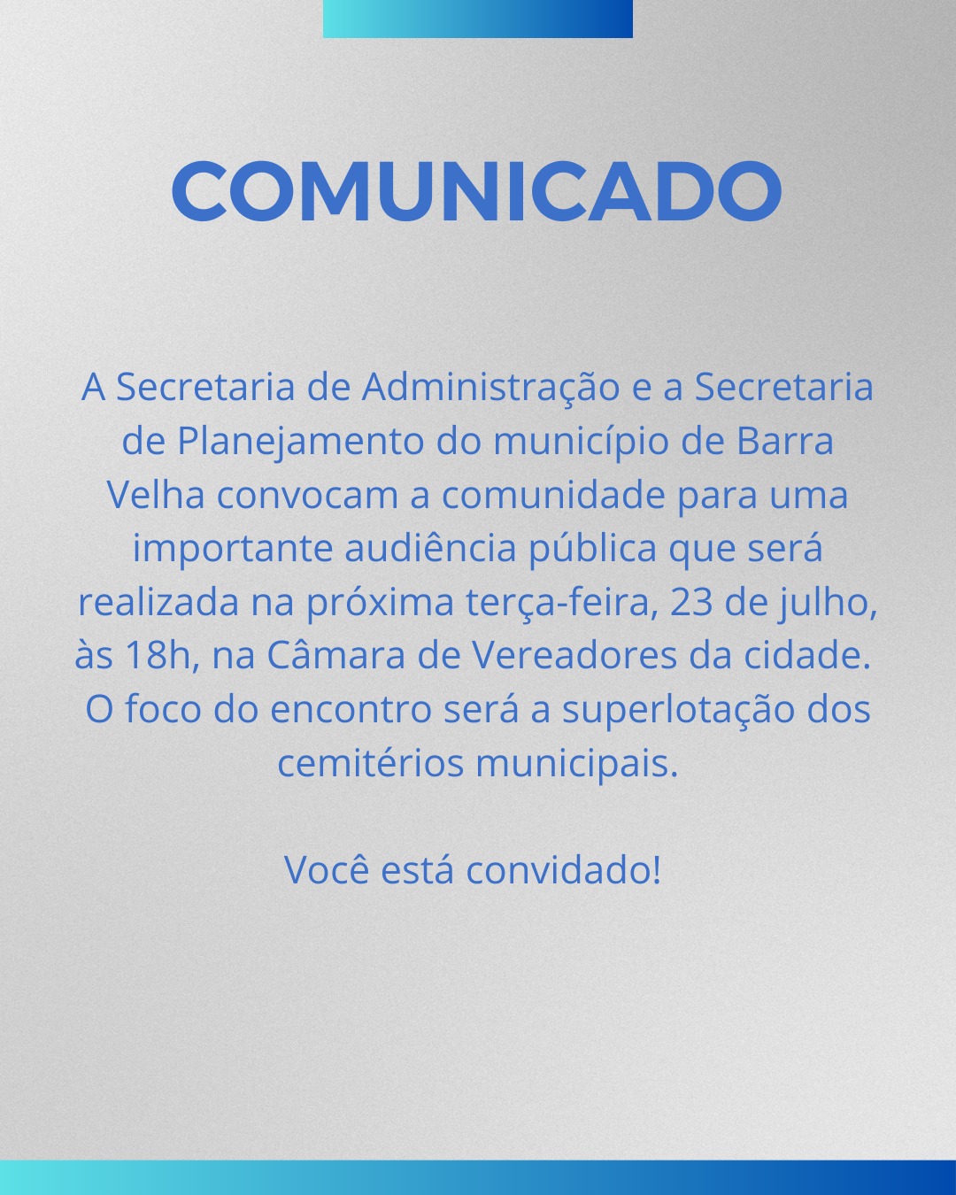 COMUNICADO PREFEITURA DE BARRA VELHA