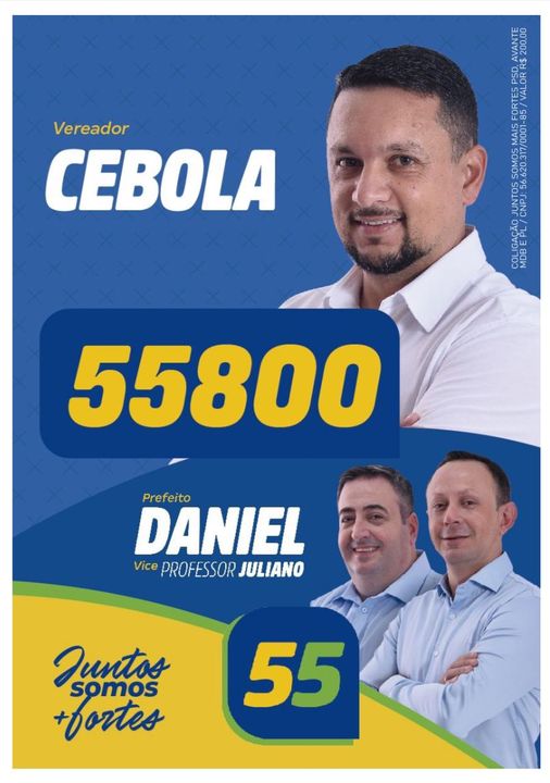 Claudemir da Silva  Sou Candidato a Vereador - Cebola 55800