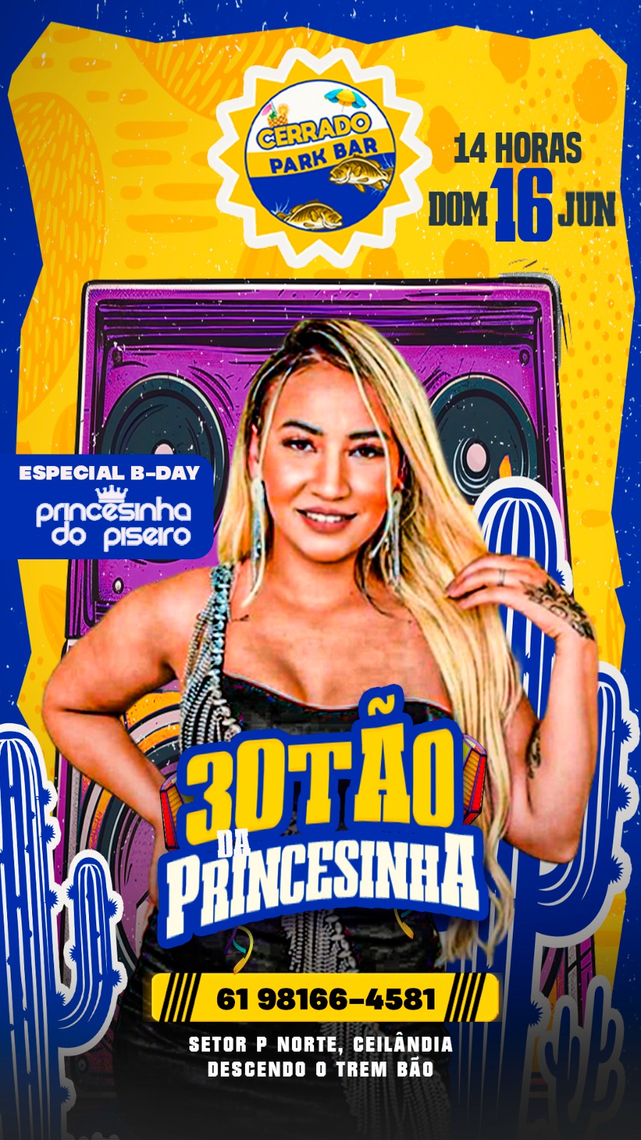 Domingo 16/06 no Cerrado Park Bar tem Princesinha