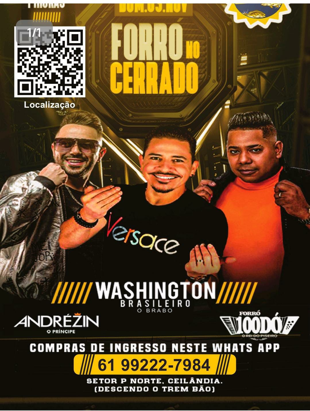 Cerrado Park Bar apresenta Washington Brasileiro dia 03/11