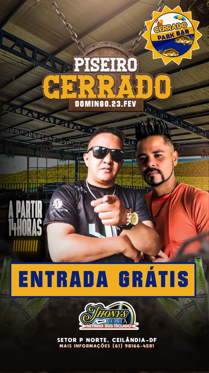 Domingo 23/02 tem piseiro no Cerrado Park Bar