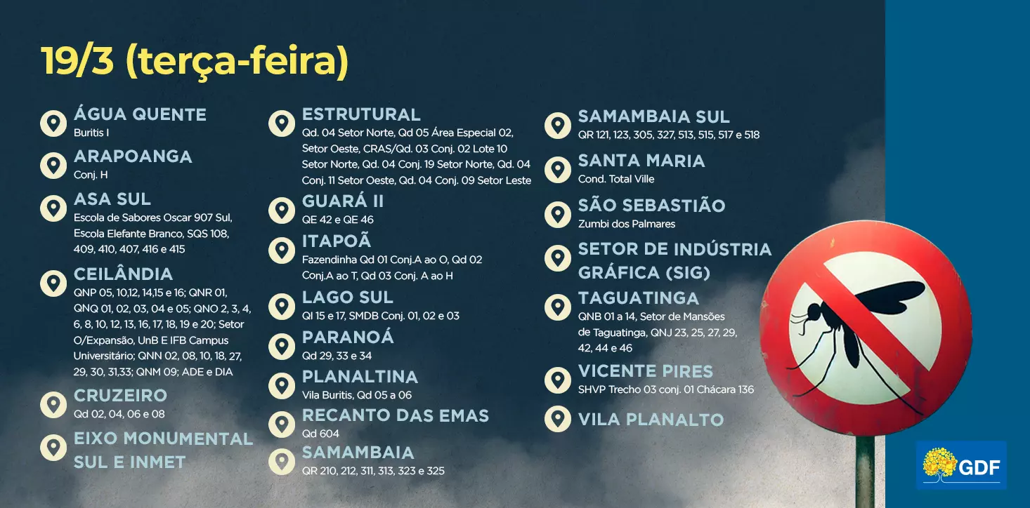 Veja a rota do fumacê desta terça-feira (19)