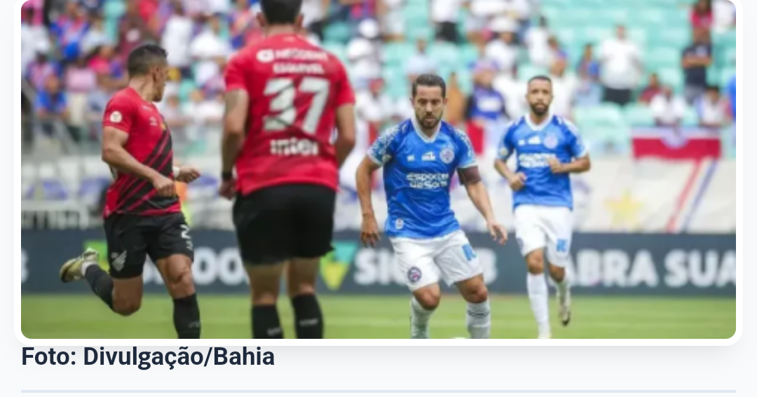 Bahia marca no fim e empata com Athletico-PR, mas segue fora do G7