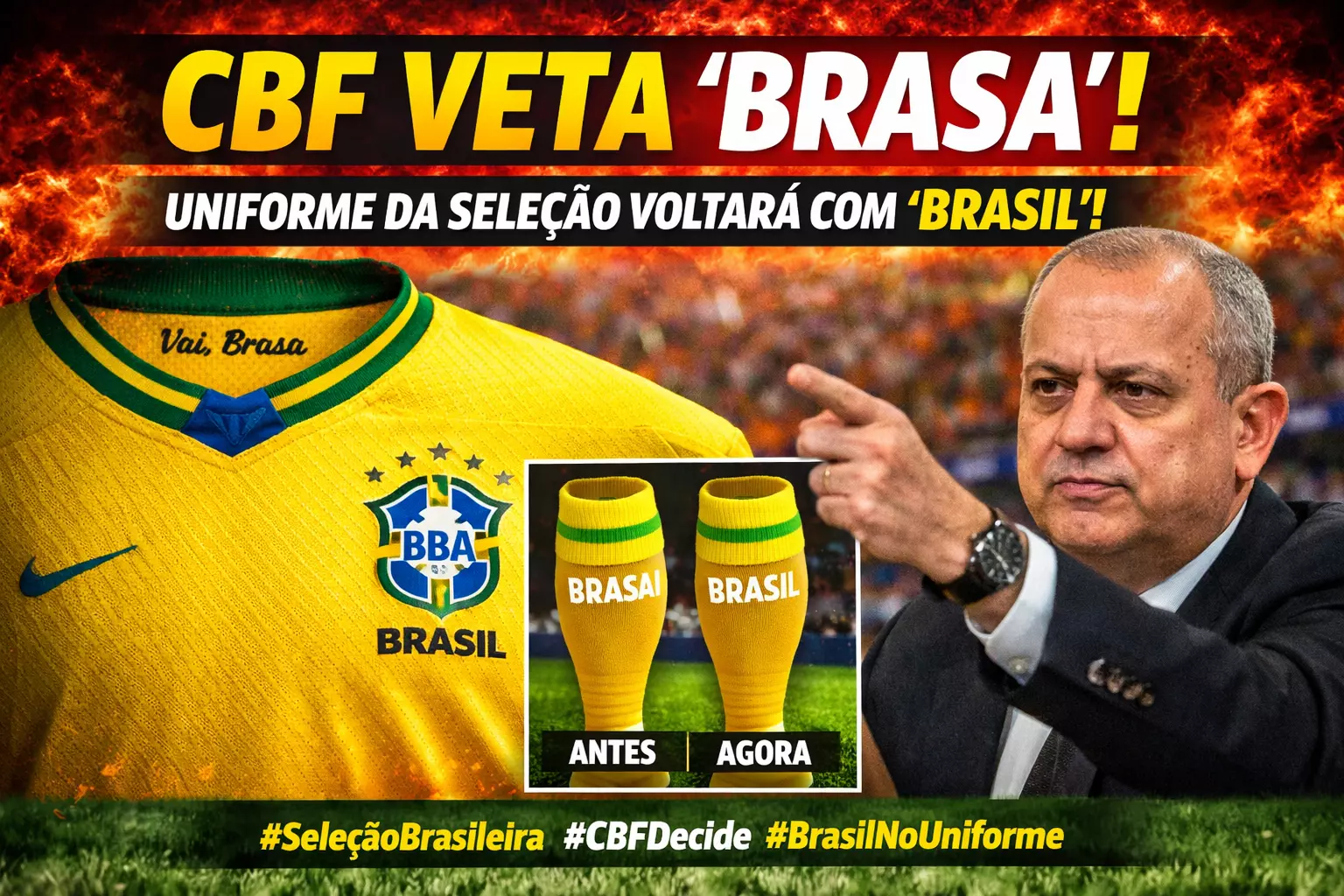 “Torcida vence: presidente da CBF veta ‘Brasa’ e mantém tradição no uniforme”