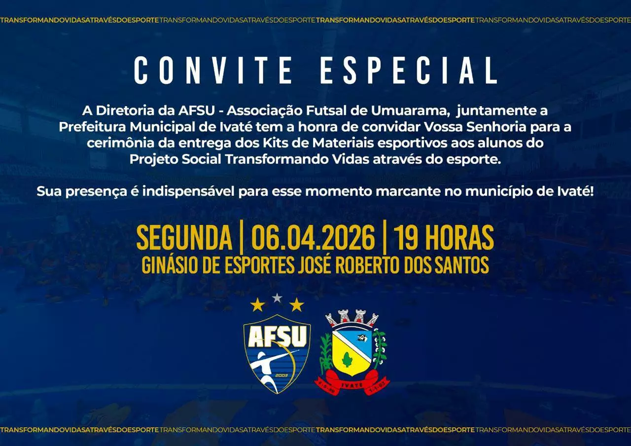 Entrega de kits esportivos do projeto “Transformando Vidas através do Esporte” acontece hoje em Ivaté
