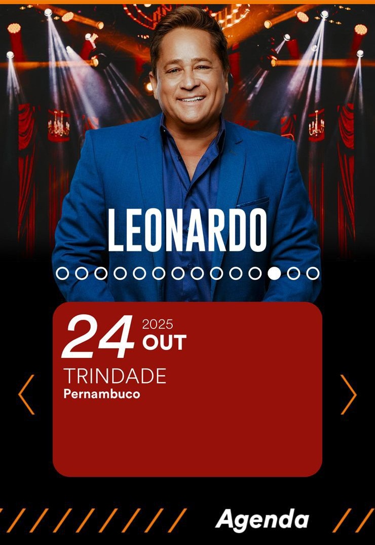 Agenda do cantor Leonardo confirma show do sertanejo em Trindade durante a 10ª Expogesso
