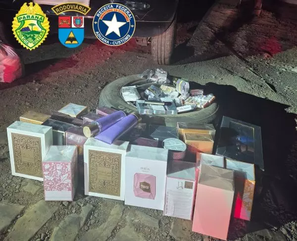 Operação conjunta apreende perfumes, anabolizantes e produtos ilegais na PR-182, em Realeza