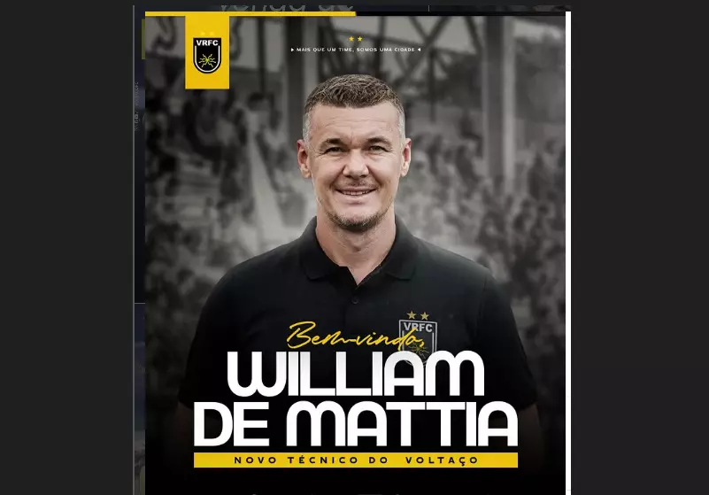 WILLIAM DE MATTIA: APÓS CONQUISTAR TÍTULO ESTADUAL, TREINADOR ASSUME O VOLTA REDONDA-RJ!