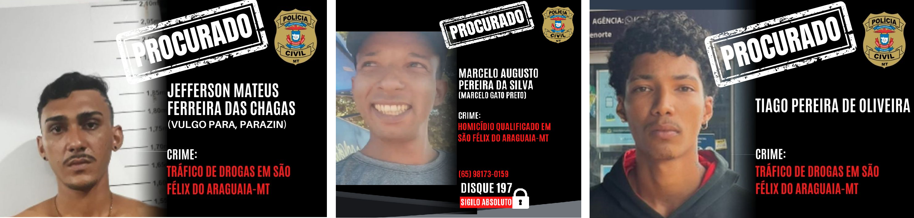 Polícia Civil de São Félix do Araguaia procura três jovens foragidos da Justiça