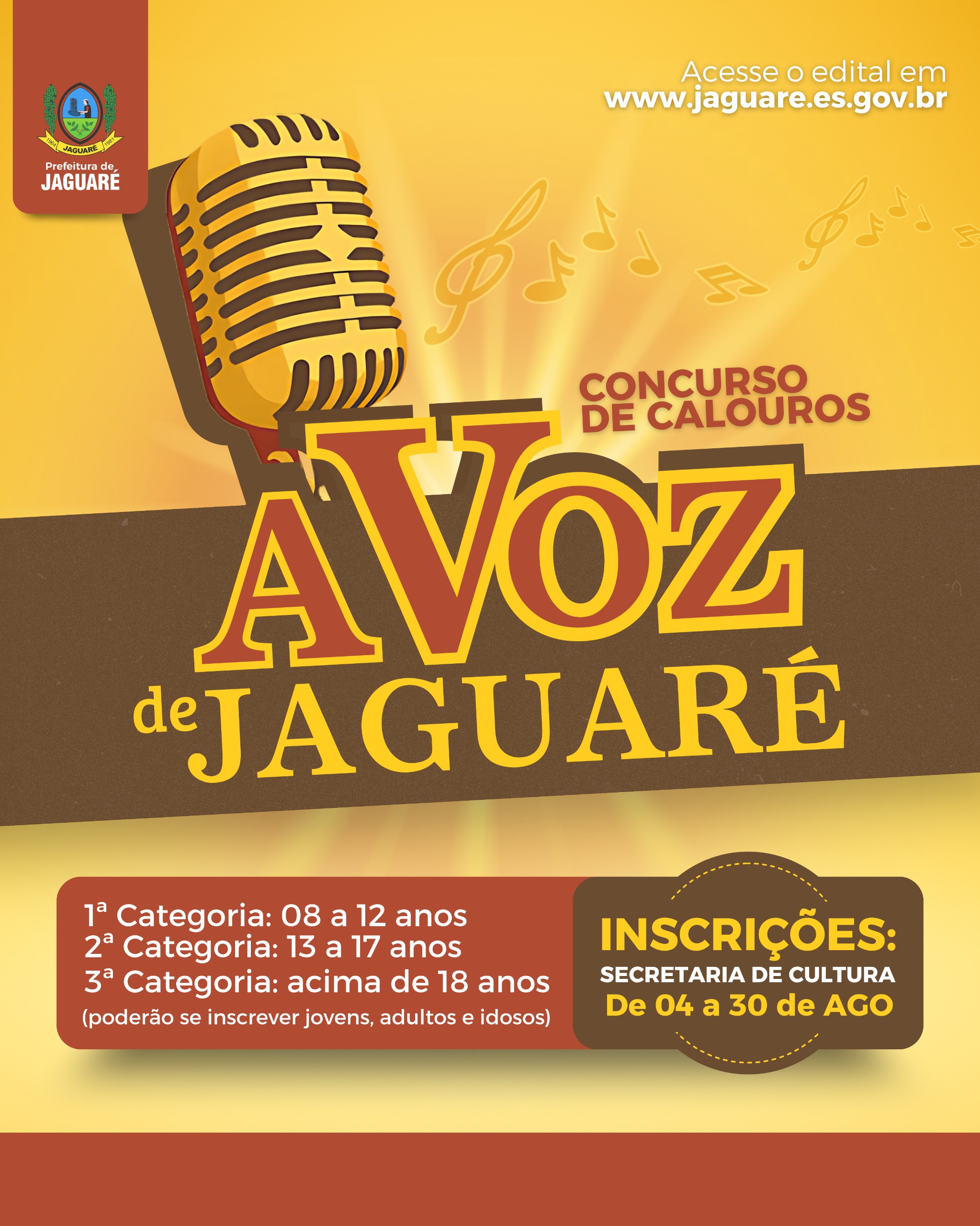 Oportunidade para novos talentos: Jaguaré lança edital para concurso musical